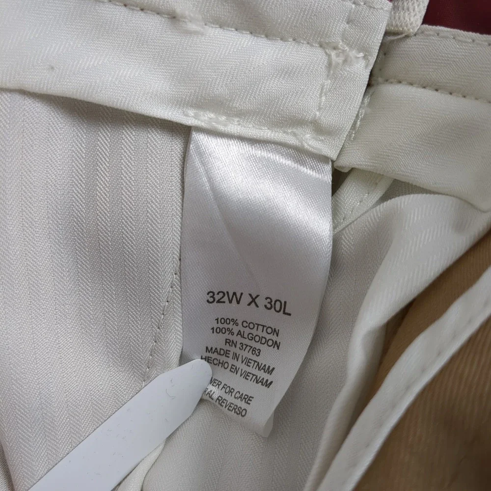 Lanesboro‎ Mens Pleated Khaki Pants 32W x 30L Iron Free Expandable Waist Cotton